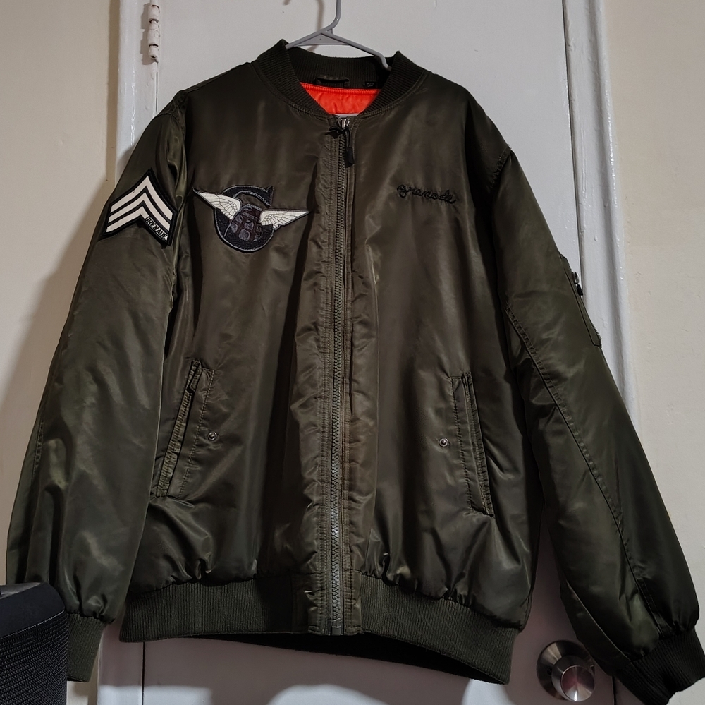Grenade We Must Exploit Bomber Jacket Winter Coat Men’s XL Green